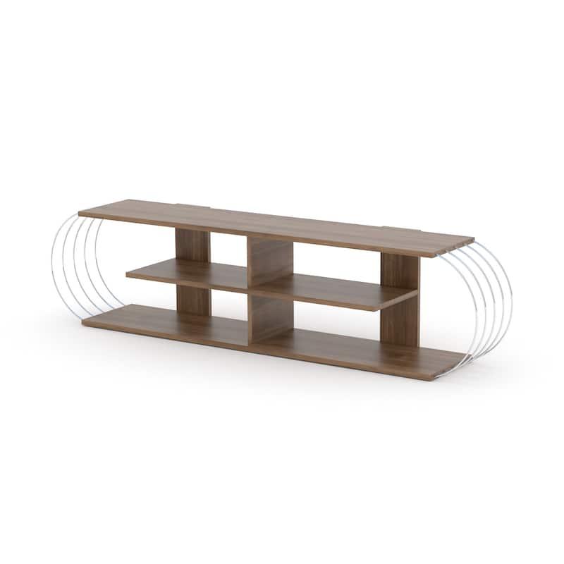 Modern 68 in. Wood TV Stand with 4 Storage Shelves Fits TV's up to 68 in.