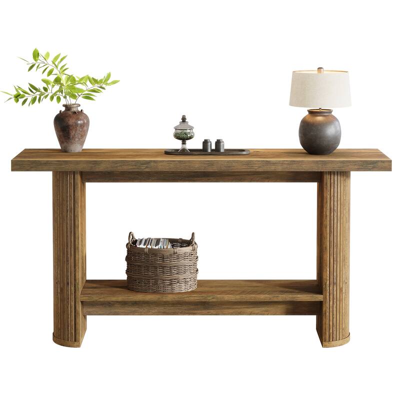 Industrial Wooden 2-Tier Console Table Sofa Table Entryway Furniture