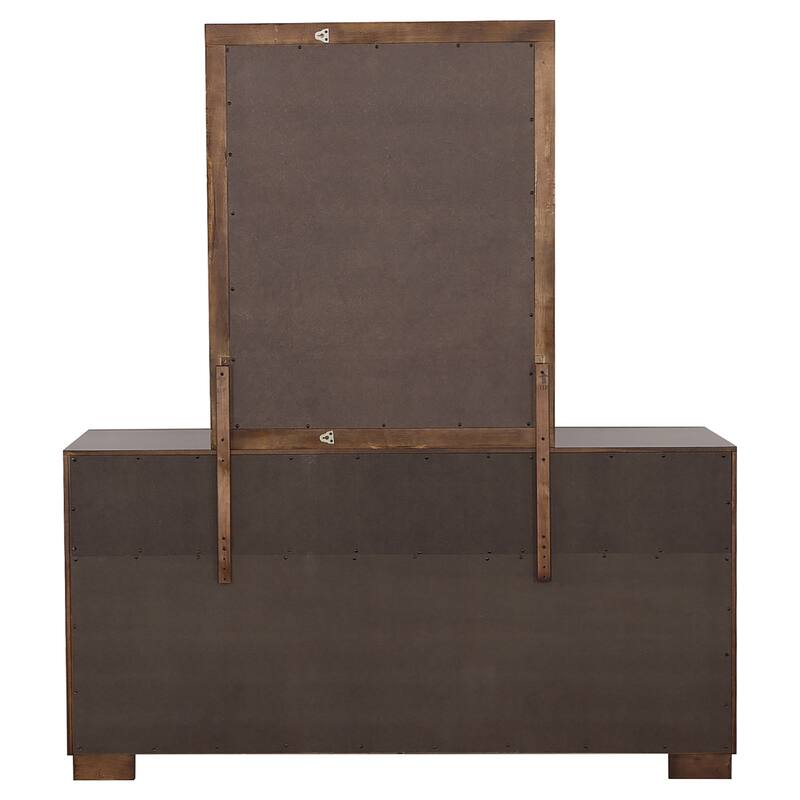 Bela Wide Dresser with Mirror and 6 Drawers, Silver, Cappuccino Brown