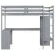 preview thumbnail 29 of 42, Twin/Full Size Loft Bed with L-Shaped Desk, Wardrobe and Storage Shelves, Solid Wood Loft Bed Frame with Ladder and Guardrail