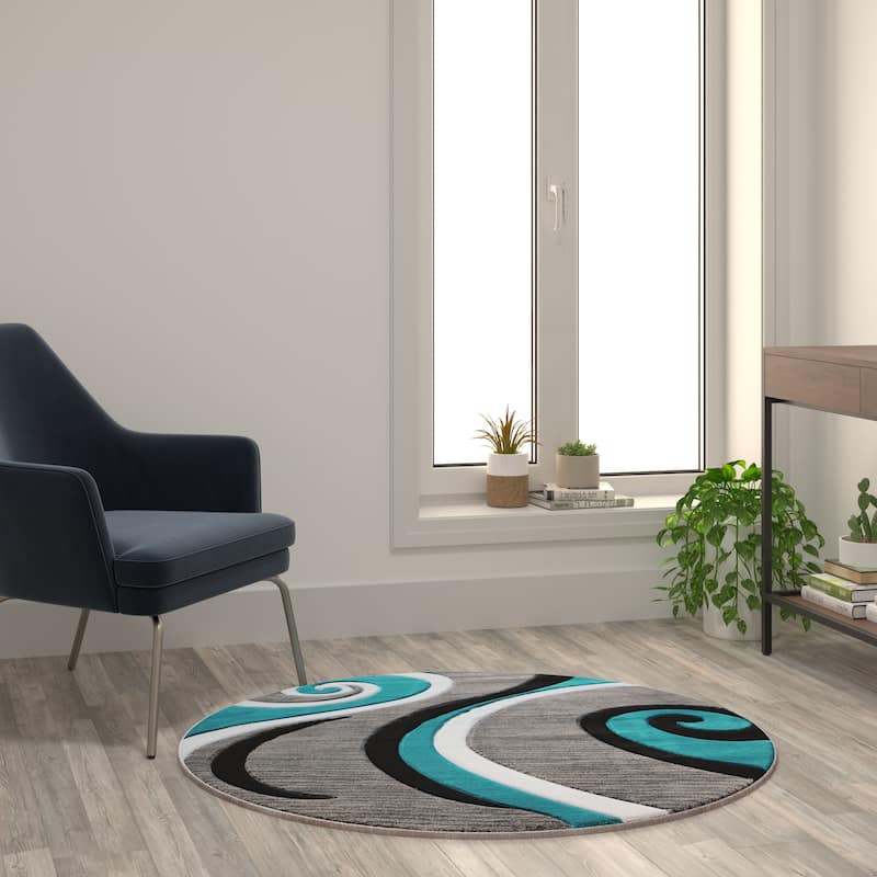 Modern Ribboned Design High-Low Pile Abstract Area Rug