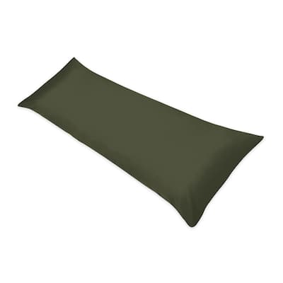 Dark Green Body Pillow Case (Pillow Not Included) for Woodland Camo Collecton - Solid Color Hunter Forest Olive Rustic Deer