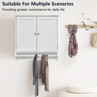 Over The Toilet Wall Cabinet with Towels Bar and Adjustable Shelf - Bed ...