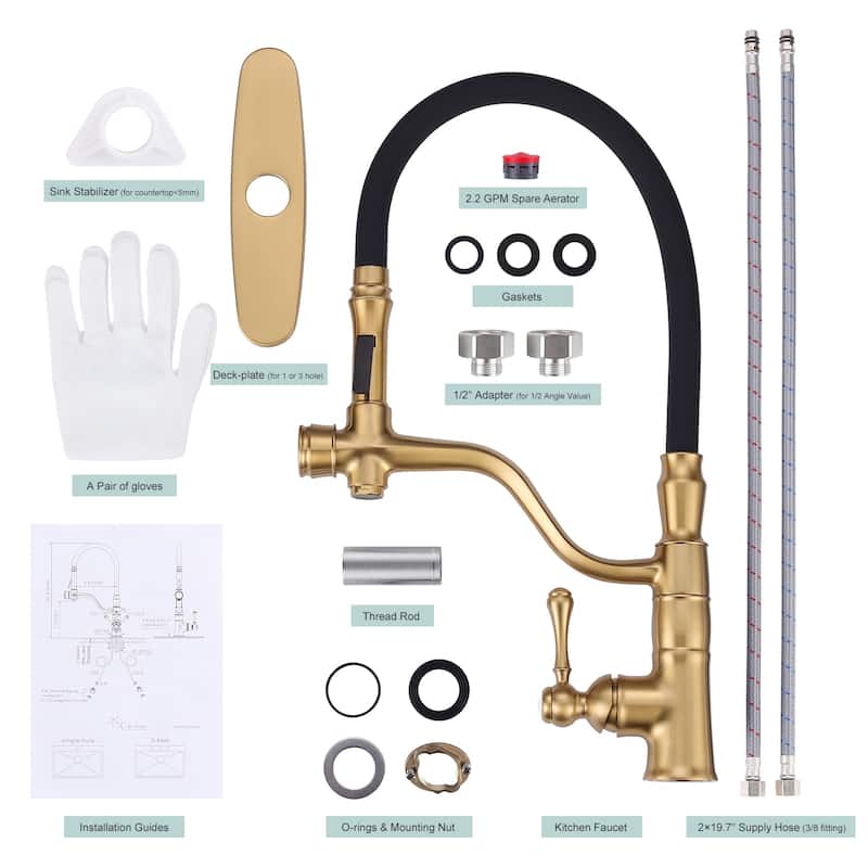 WOWOW Single Handle Pull Down Sprayer Kitchen Faucet