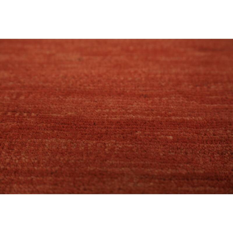 Striped Orange Gabbeh Modern Rug Handmade Wool Carpet - 4'9" x 6'6"