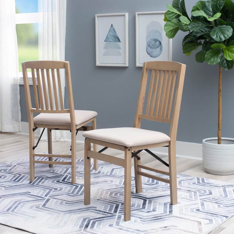 Lesvos Mission Grey Wash Wooden Folding Dining Chair (Set of 2) - Grey