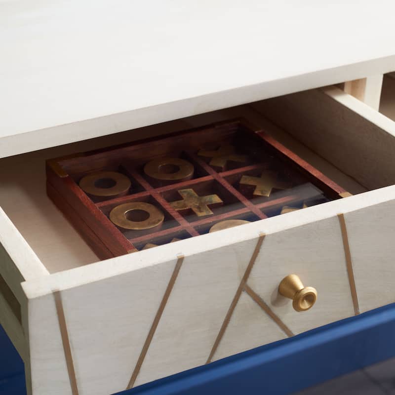 SAFAVIEH Filuta 1-Drawer 1-Shelf Hairpin Leg Desk - White Wash/Brass