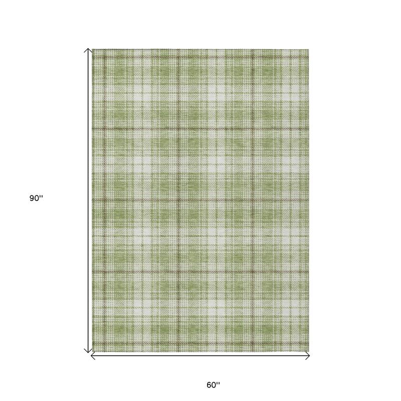 HomeRoots Plaid Transitional Rectangle Outdoor Rug