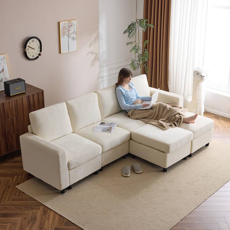 Erommy 6/7-Piece Modular Sectional Sofa – Reversible L-Shaped Couch with Hidden Storage, Space-Saving Living Room Furniture