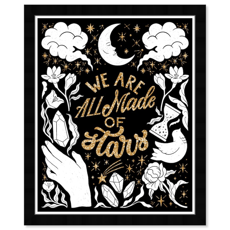 Wynwood Studio Prints Typography and Quotes Made of Stars Black and Metallic Gold Bohemian & Eclectic Wall Art Canvas Print