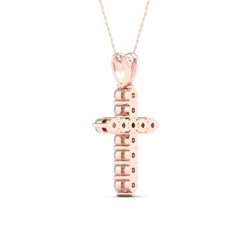 1 1/4ct TDW Diamond Cross Pendant Necklace in 14k Gold for Women
