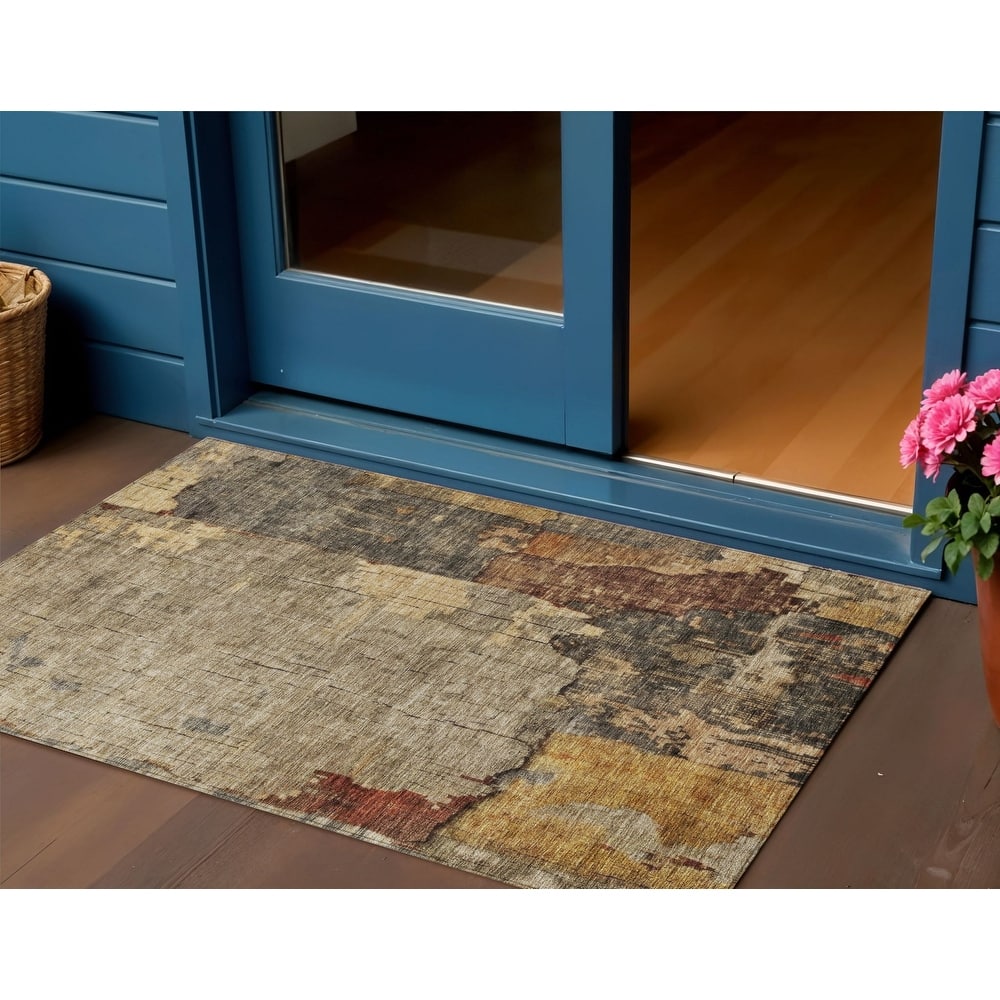 HomeRoots Abstract Transitional Rectangle Outdoor Rug