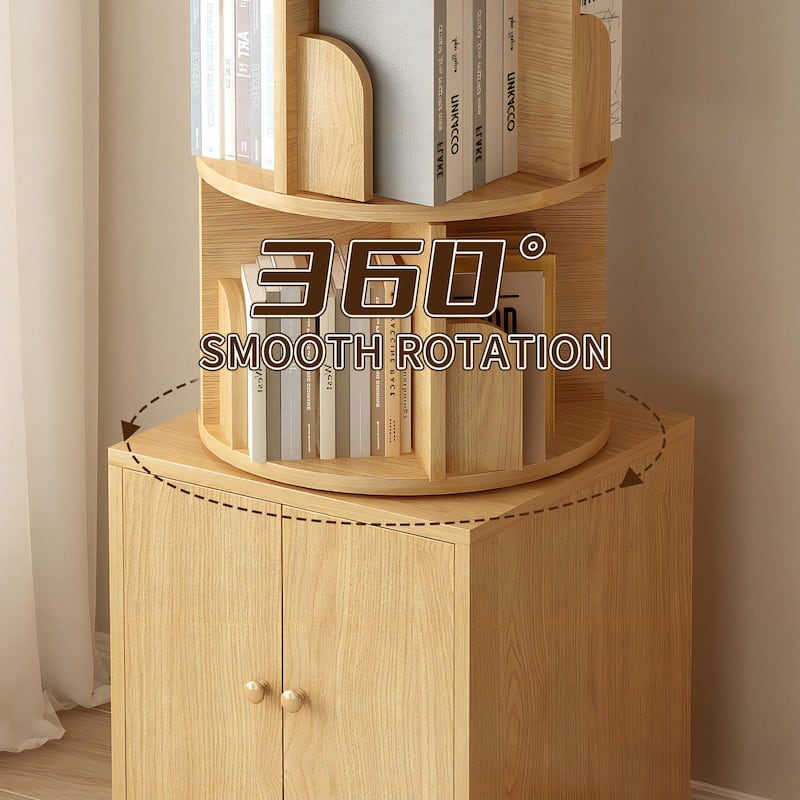 Anmytek 360 Rotating Corner Bookshelf with Wheels Space Saving Storage for Small Rooms