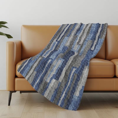 Premium Machine Washable ASB78 Block Stripes Sherpa Throw Blanket