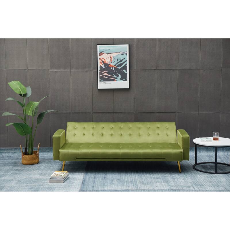 Army Green Solid Wood+MDF Sofa Bed, 75x32x29 inches