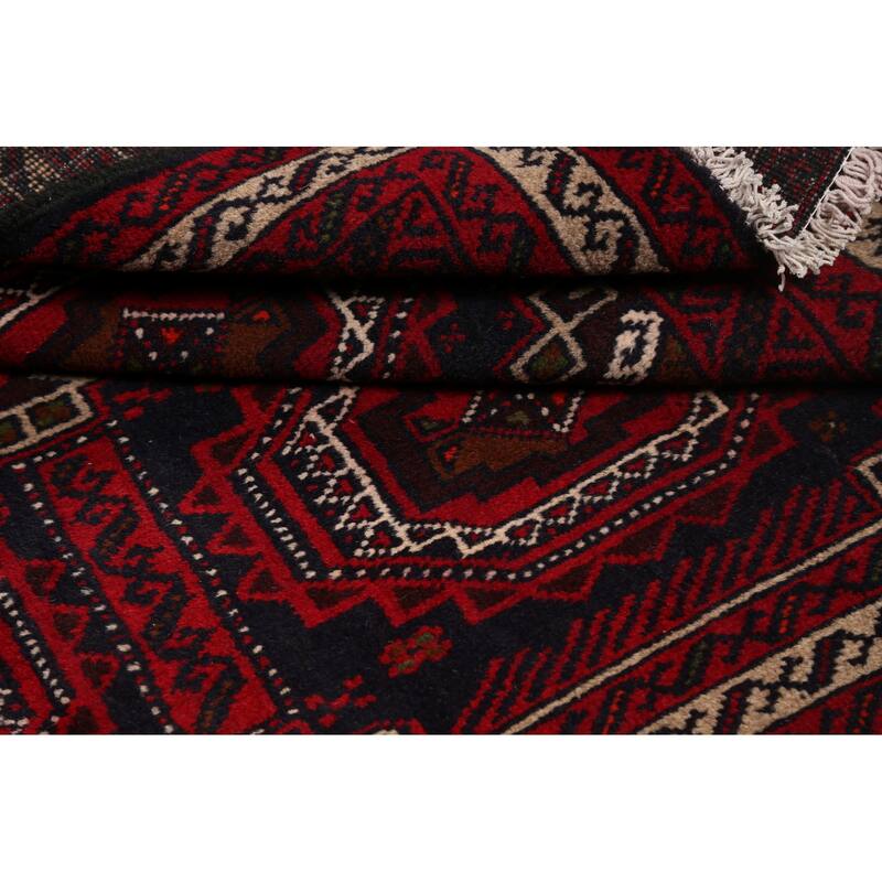 Tribal Geometric Balouch Afghan Oriental Area Rug Wool Hand-knotted - 3'5" x 6'2"