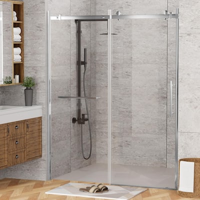 EROMMY Frameless Sliding Shower Door 60"x76", Clear Tempered Glass, Explosion-Resistant, Waterproof