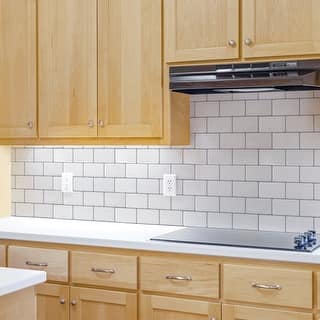 Art3d 12''x12'' Peel and Stick Backsplash Tile,Self-adhesive Subway Tiles for Kitchen,White with Gray Grout ,10pcs