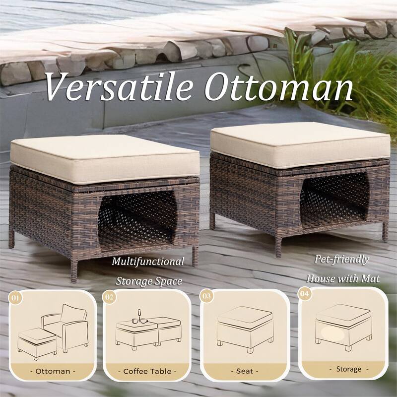 High Back Wicker Outdoor Patio Conversation Sets with Swivel Chairs
