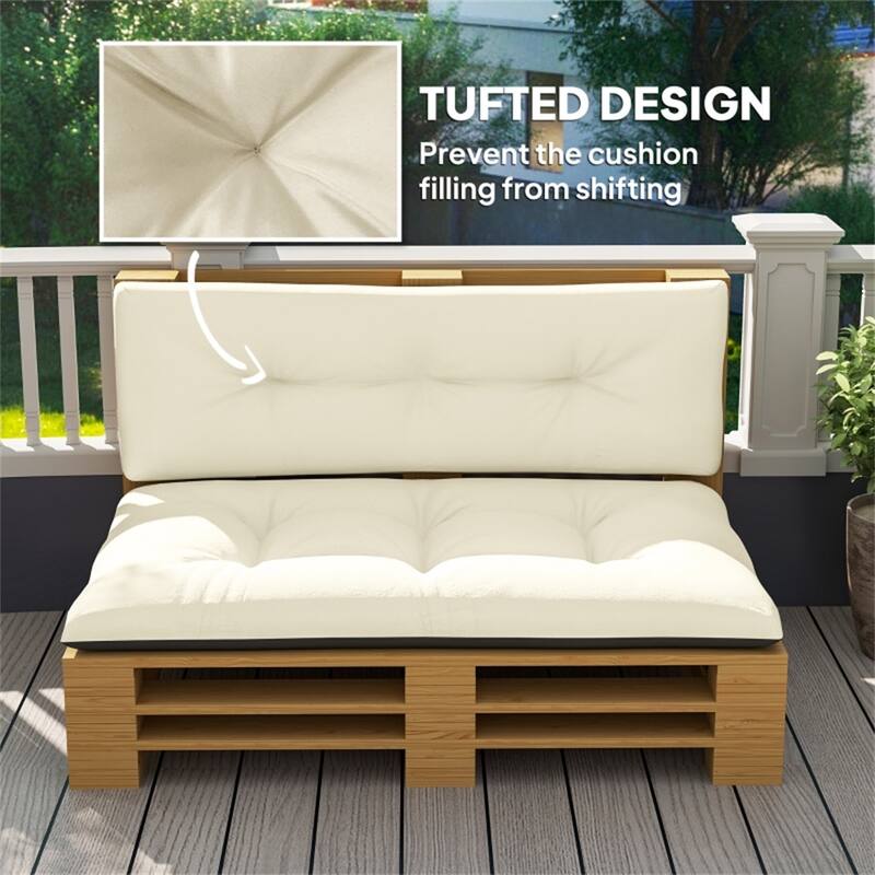 Two Piece Outdoor Indoor Bench Cushion Set Seat and Back 47 Inch Polyester Tufted Cushions - 47.2" L x 30.3" W x 3.9" H
