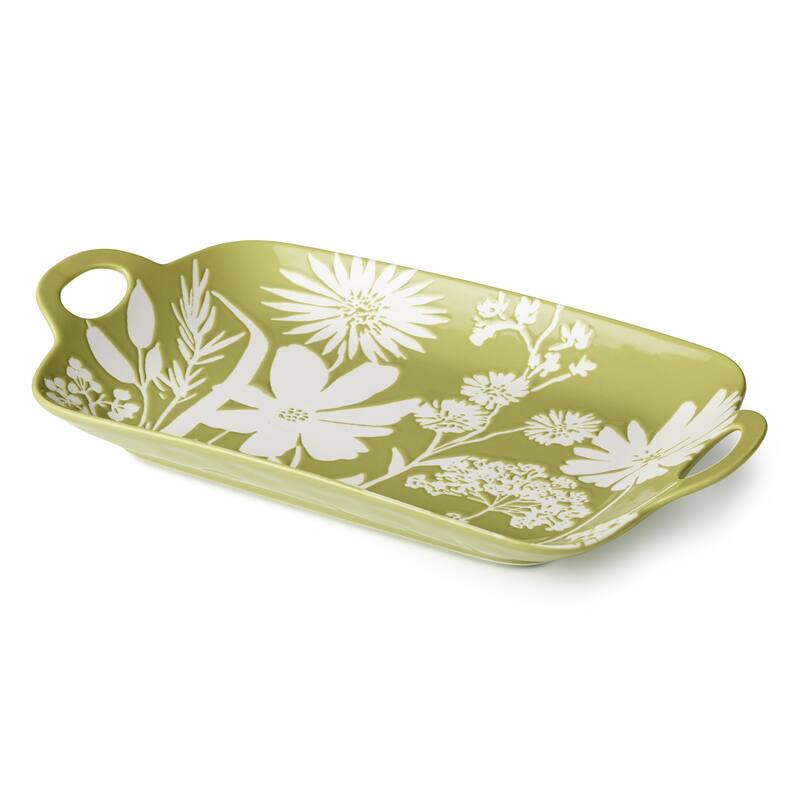 Certified International Wildflowers Wax Off Rectangular Platter - 14.25"L x 8.00"W x 1.50"H