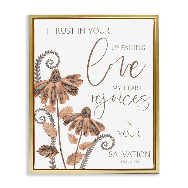 Stupell Trust In Your Unfailing Love Framed Floater Canvas Wall Art Design By Annie LaPoint - 25 x 31 - Gold
