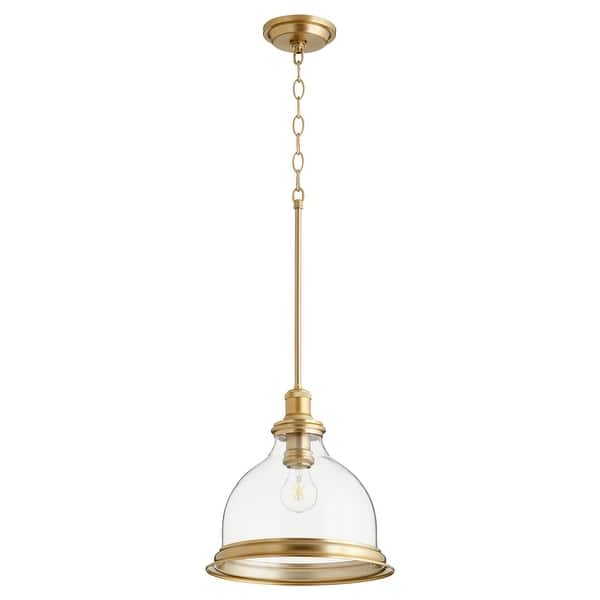 slide 2 of 4, Quorum International 12" Wide Pendant Aged Brass / Clear