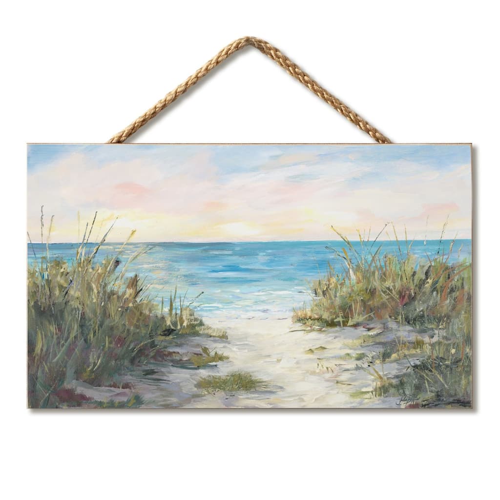 Beach Walk Hanging Wood Sign 9.5" x 5.75" Made in the USA - Multi