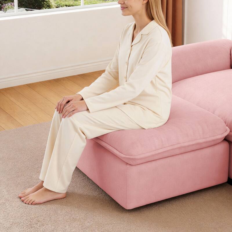 102" L-Shaped Chenille Sectional Sofa with Movable Ottoman