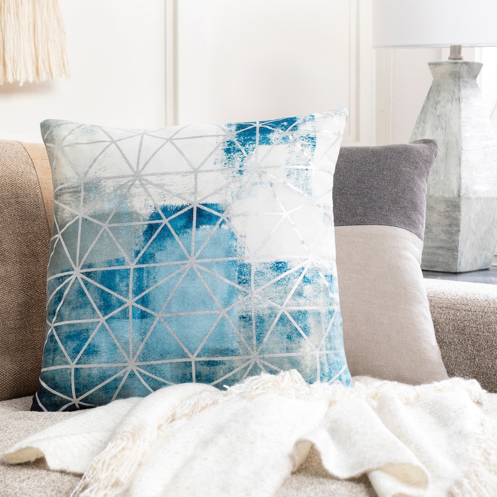 Aisha Blue Sky Abstract Geometric Throw Pillow
