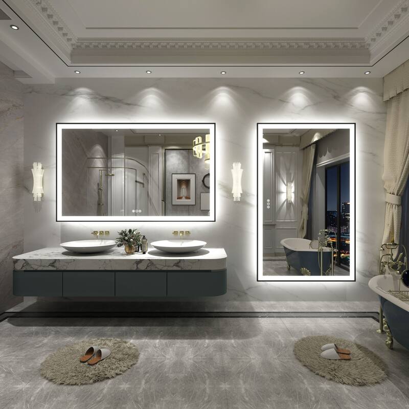 Front & Back LED Anti-Fog Tempered Glass Framed Bathroom/Vanity Mirror 3-Year Warranty