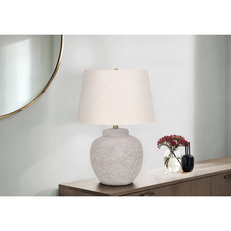 Lighting, 22"h, Table Lamp, Cream Concrete, Ivory / Cream Shade, Modern - Cream