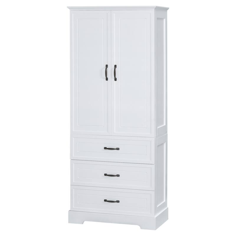 Tall Floor Cabinet Storage Cabinet with Adjustable Shelf, Freestanding Bookcase with Magnetic Door Design