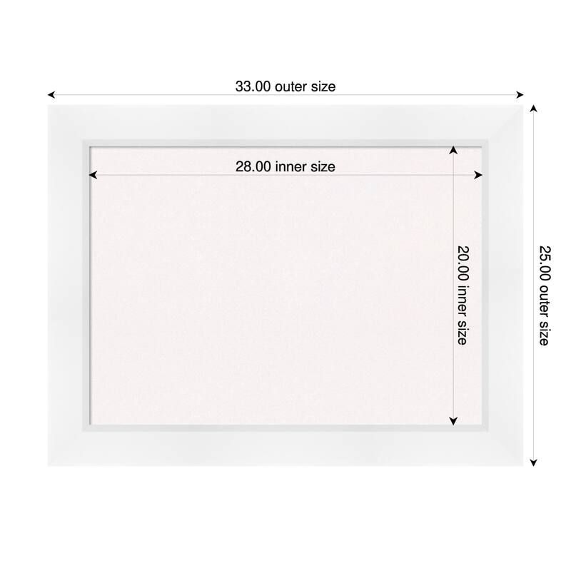Sloped White Framed Cork Board - Bulletin Board, Organization Board, Pin Board - White - 33 x 25 in