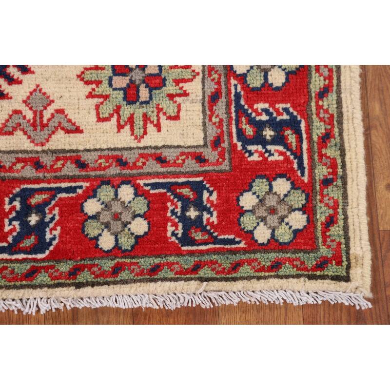 Traditional Beige Kazak Foyer Rug Hand-Knotted Wool Carpet - 2'8" x 3'11"