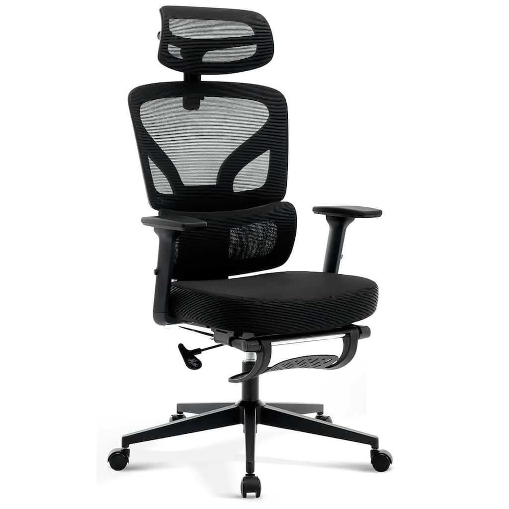 Ergonomic Office High-Back Computer Gaming Chair with Adjustable Footrest, Rolling Swivel