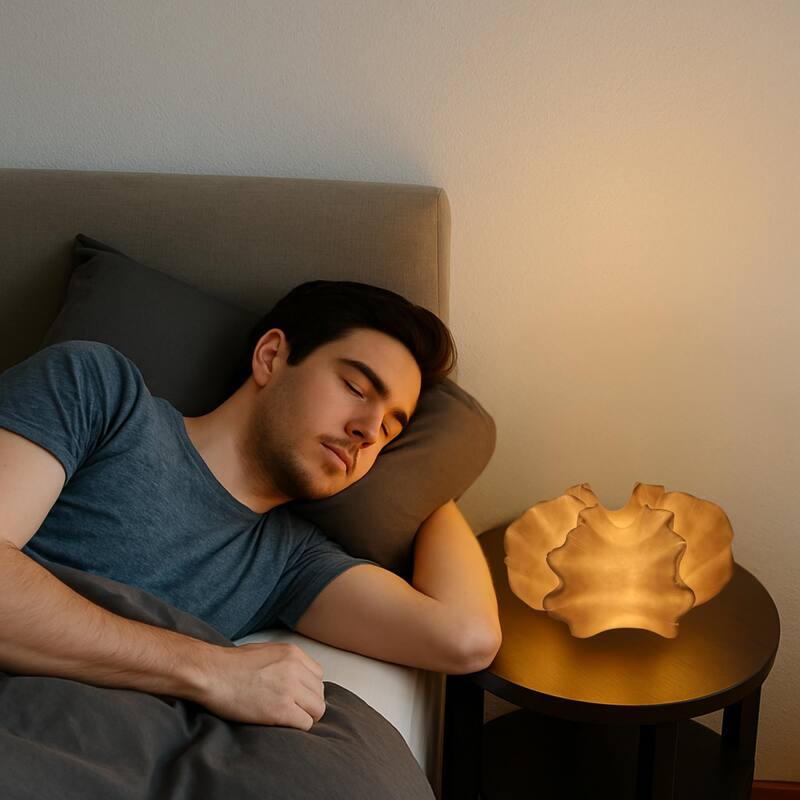 Aria Home Gingko Leaf Table Lamp Sculpted Sandstone LED RGB Compatible