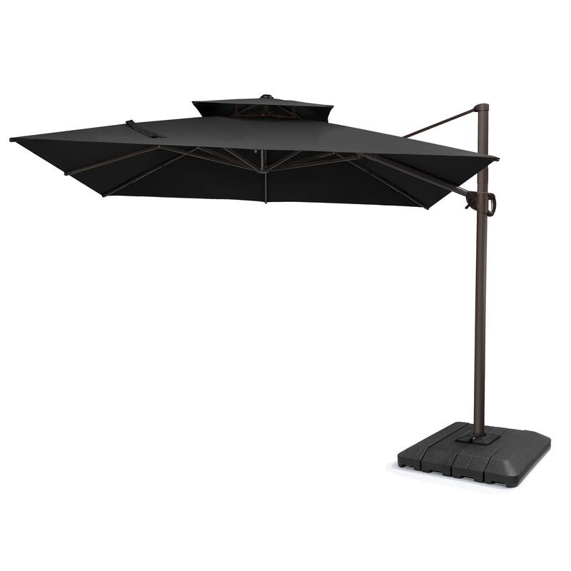 Pellebant 11X11FT Outdoor Patio Cantilever-Offset 360-Degree Rotation Umbrella with Premium Base