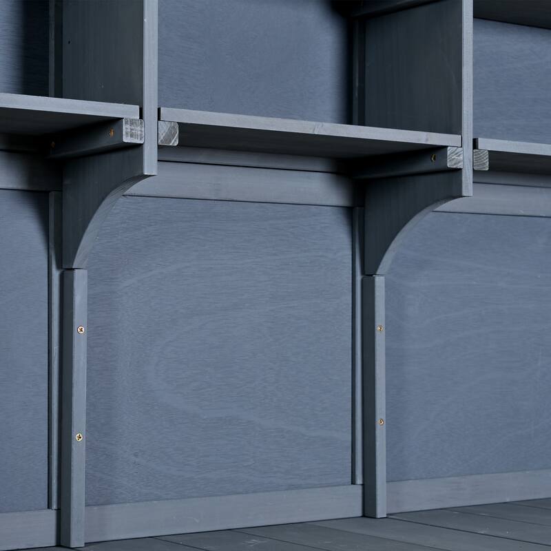 Roomfitters Outdoor Garden Potting Bench with Storage Hutch, Potting Table with Drawers and Cabinets, Shelves