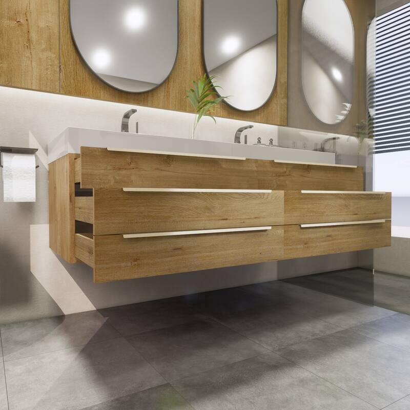 Noble 60" Floating Vanity with Reinforced Acrylic Double Sink