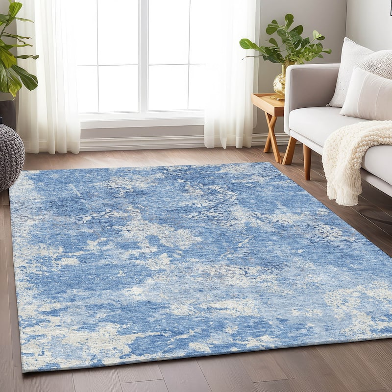 Premium Washable Super Soft Vintage Trellis Mayfield Rug - Blue - 2' 6" x 3' 10" - Rectangle