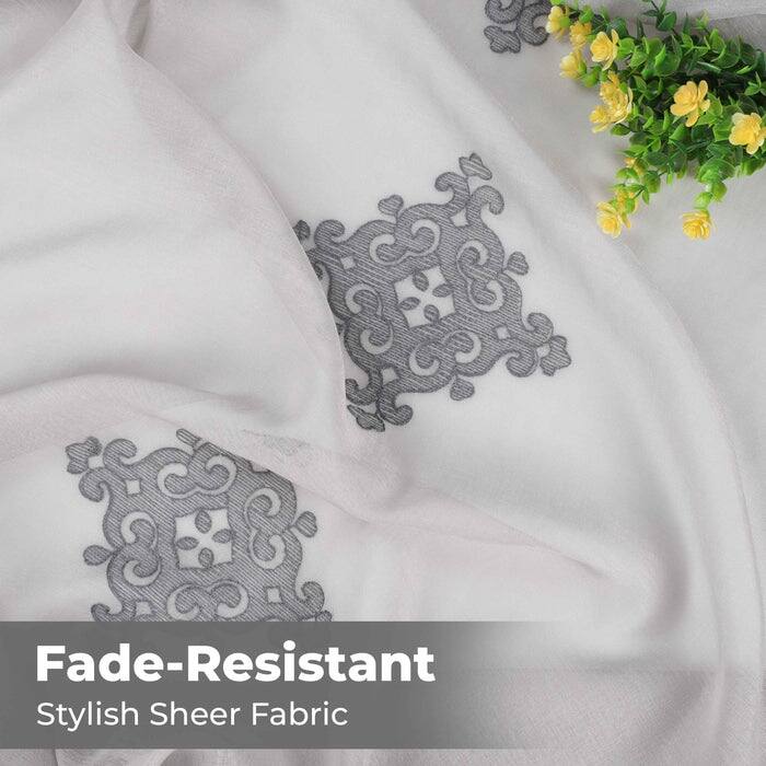 Superior Damask Grommet Sheer Window Curtain Panels (Set of 2)