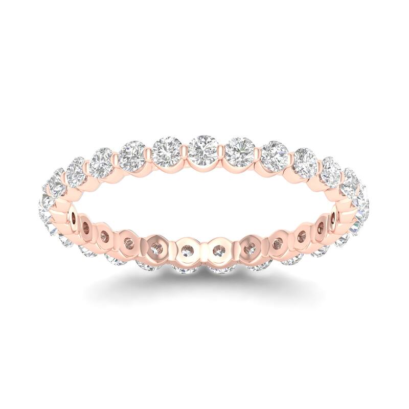 3/4ct TDW Diamond Eternity Wedding Band in 14K Gold for Women - 7 - Rose