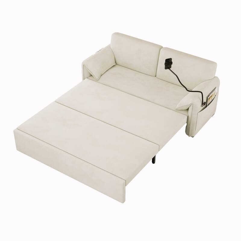 Convertible 63-inch Velvet Sofa Bed with Three Adjustable Modes - Comfortable Sofa, Lounge, and Double Bed for Home or Office