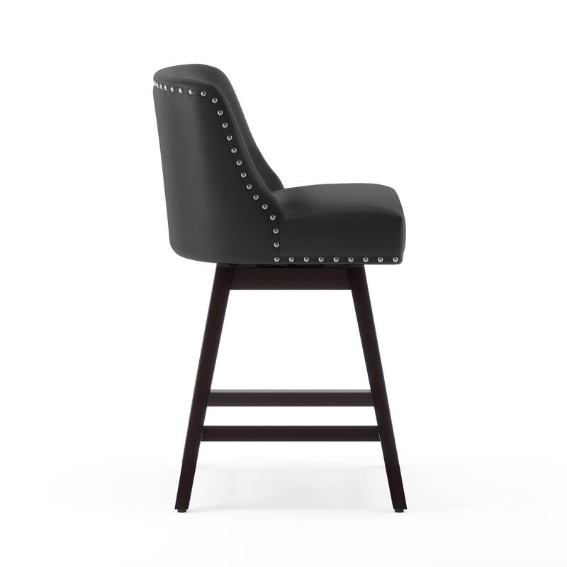 26 in. Fabric Upholstered Counter Height Swivel Bar Stool with Footrest - 19.6"D x 19.6"W x 37"H