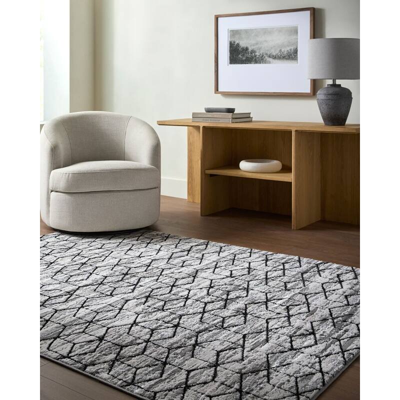 Livabliss Lustro Modern Area Rug - 7'10" x 10' - Black/Grey