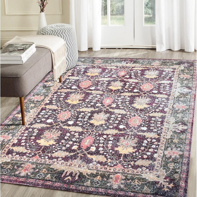 Hand Woven Victoria Micro Printed Polyester Traditional Oriental Area Rug