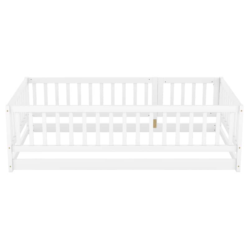 GDF Studio - Harrington Twin Montessori Floor Bed with Fence and Door (without Slats)