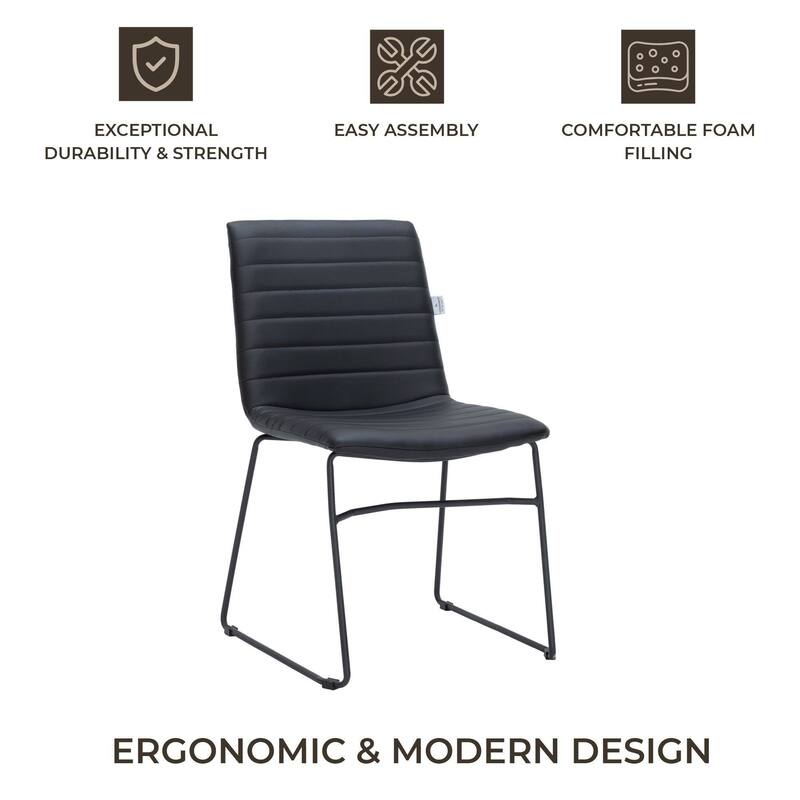 Zylar Modern Leather Guest Chair with Lumbar Support, Stainless Steel Base, High-Density Foam, Floor Protectors, 300 lb Capacity