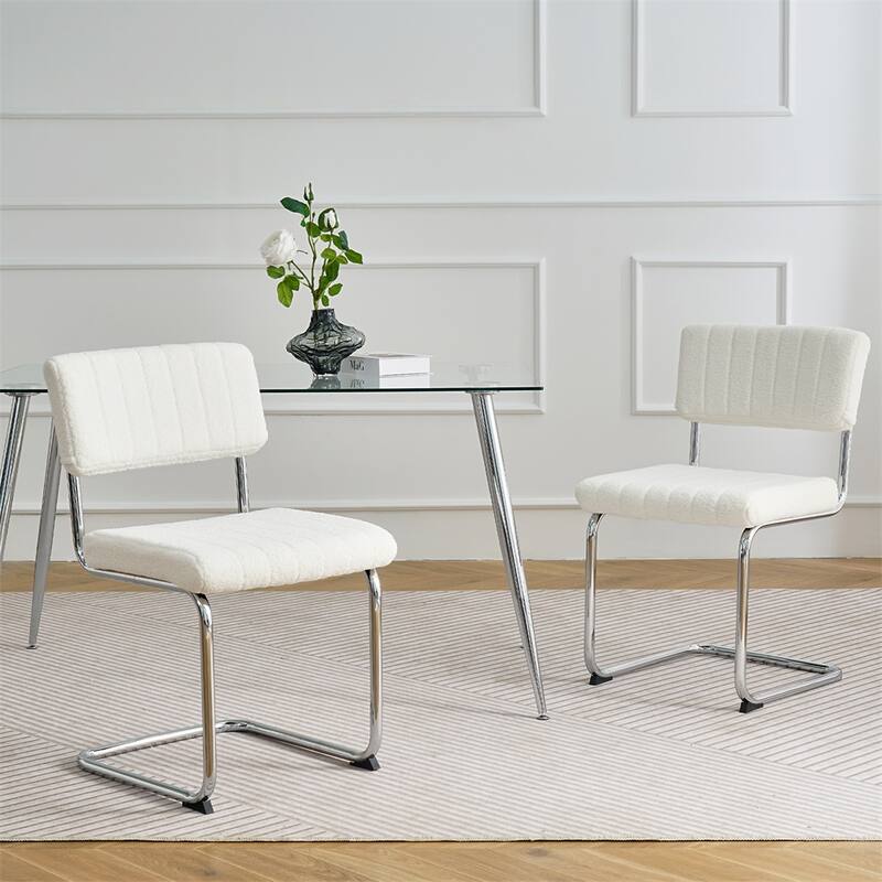 Modern Simple Light Luxury Dining Chair with Metal Leg(set of 2)
